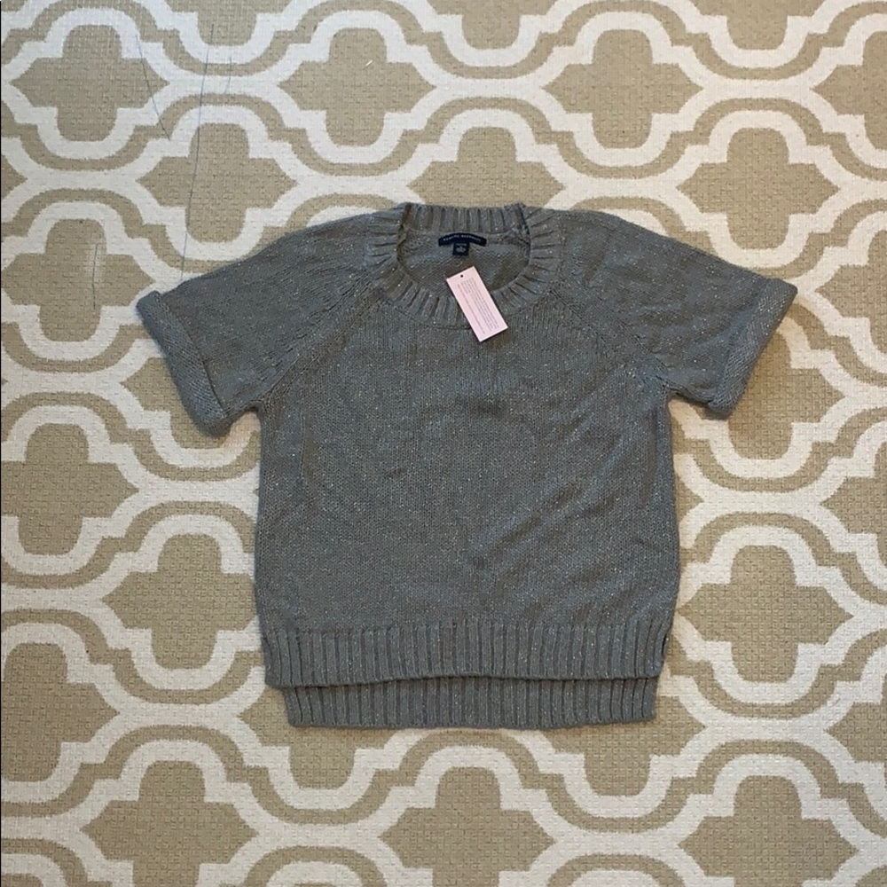 Gray/shimmer short sleeve banana republic sweater